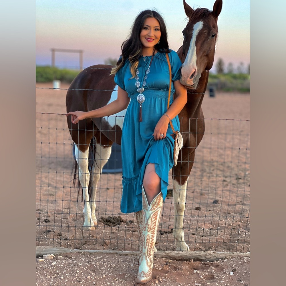 Umgee Vibrant Blue Midi Dress